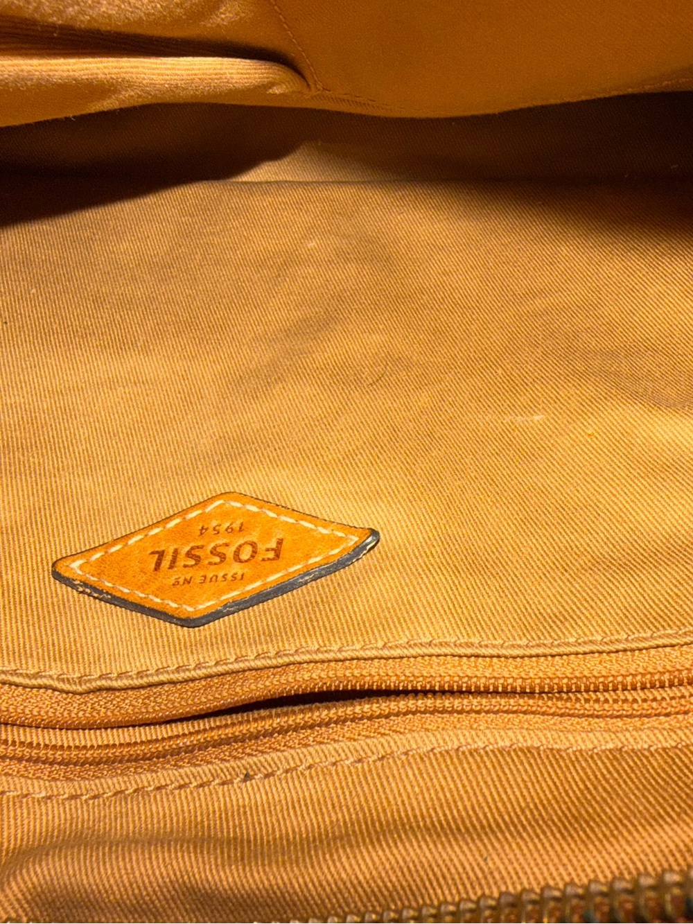 Fossil Tan Leather Satchel with Key Charm - Picture 6 of 9